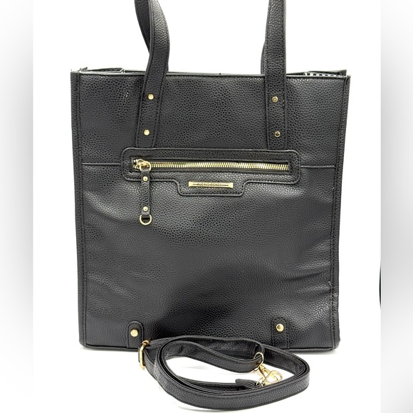 Alexis Bendel Black Faux Pebbled Leather Tote & Crossbody - Like New! - Picture 2 of 16